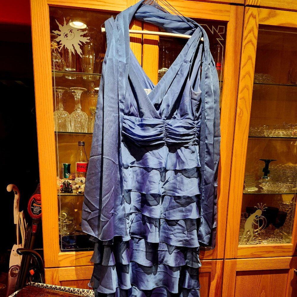 PATRA- RIch periwinkle colored maxi dress with shawl